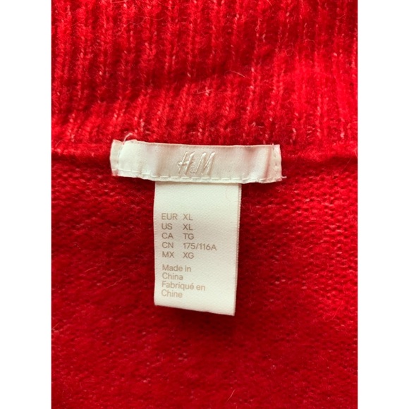 H&M Red Knit Off-the-shoulder Sweater XL - Picture 5 of 8